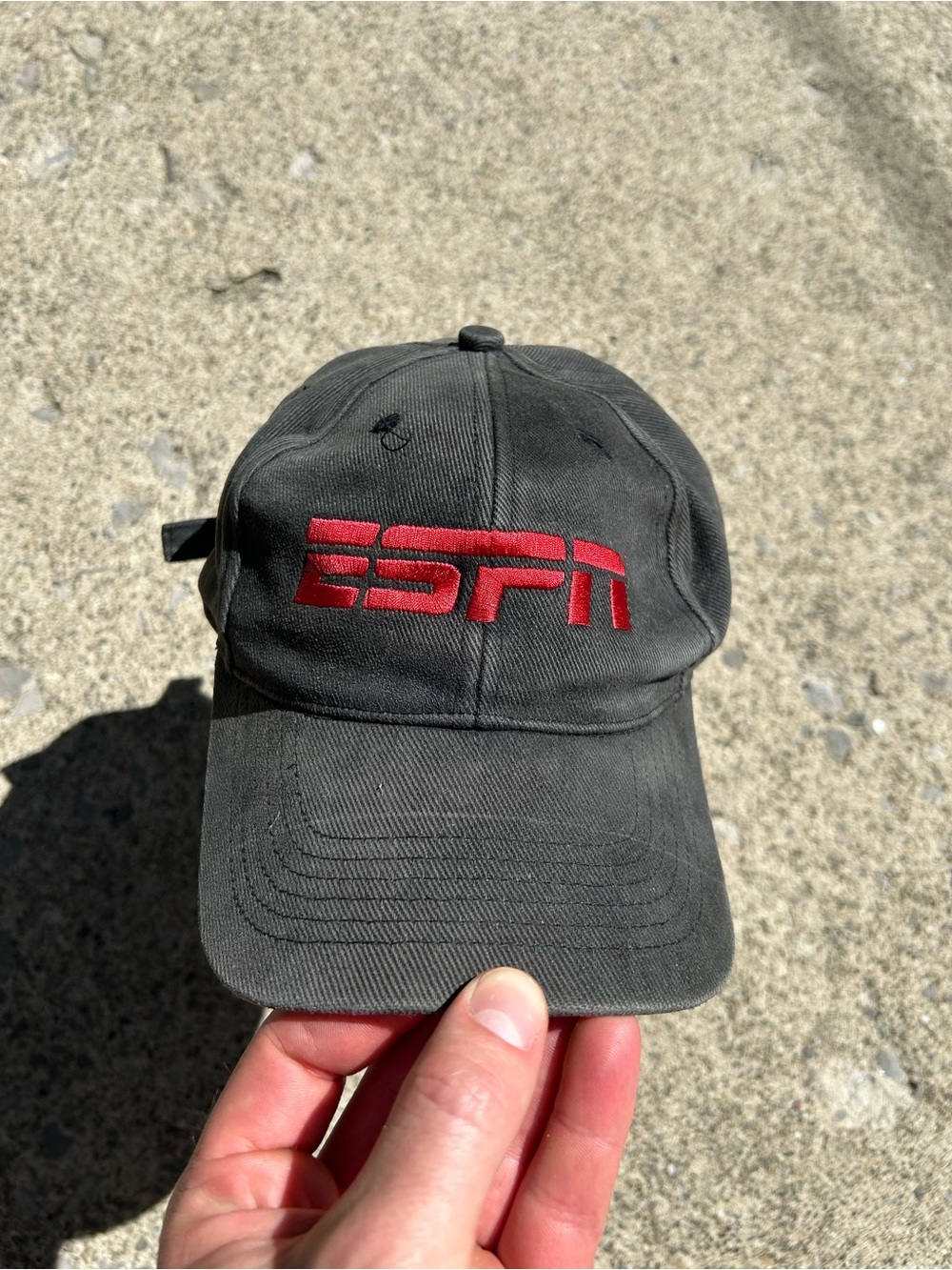 Vintage 90’s Black ESPN Baseball Cap with Red Logo